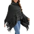 thumbnail image 2 of LELINTA Womens Autumn Winter Knitting Batwing Poncho Knit Top Sweater Coat Winter Cape Outwear Fashion Oversized Loose Baggy Pullover Jumper, One Size, 3 Colors, 2 of 7
