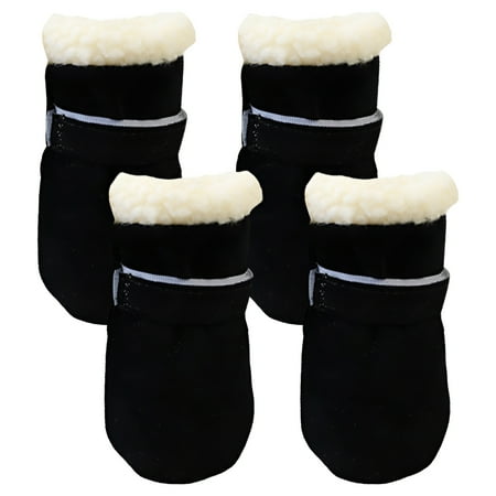 TELOLY 4Pcs Dog Shoes Slip-Resistant Dog Boots Winter Walks Safe Dog Winter Boots Black L