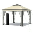 thumbnail image 6 of Gymax 11 x 11 ft Pop up Gazebo 2-Tier Patio Canopy Tent Shelter w/ Carrying Bag Brown, 6 of 6
