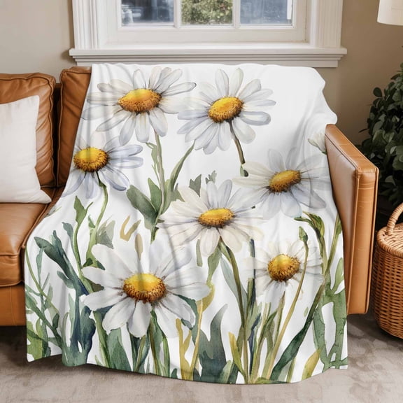 Throw Blanket for Couch Spring Art Soft Fleece Flannel Blankets Cozy Lightweight Blanket for Home Sofa Living Room Daisy Pastoral Bed Throws 40" x 50"