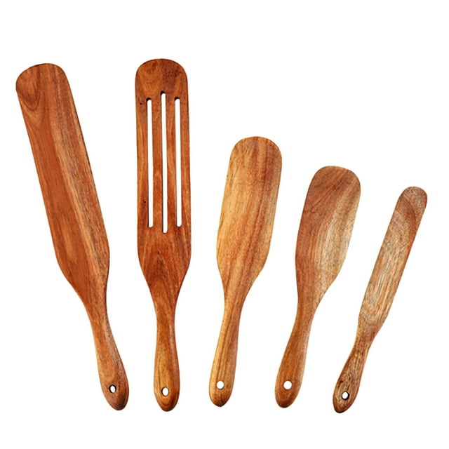 EGNMCR Long Spatule à Manche Spatule en Bois Ensemble pour Remuer et Cuisiner Spatule à Long Manche
