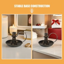 HONMEET Metal Taper Candle Holder Vintage Chamberstick Candle Holder with Handle for Table Decor Halloween Christmas Decoration Bronze L
