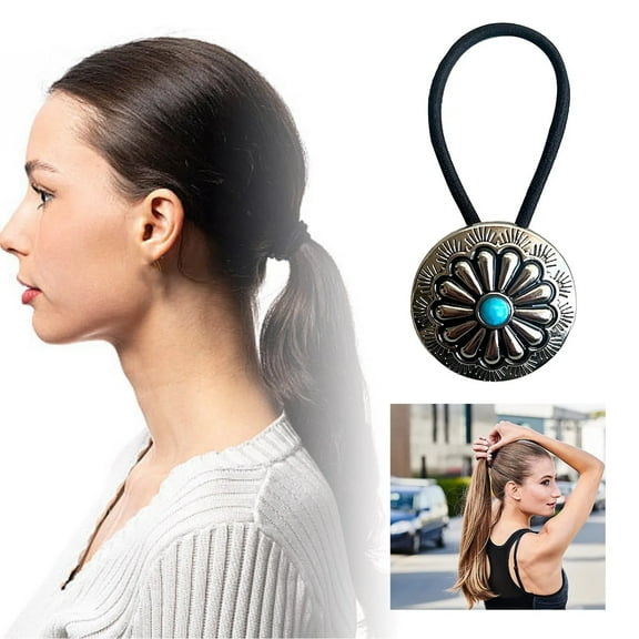 Distinctive Cowboy Hair Accessory with Pumpkin Flower and Turquoise Beads for Stylish Barrettes Fashion
