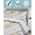 thumbnail image 4 of Modern White Gold King Size Down Alternative Comforter, Lightweight Comforter Quilt Bedding Set with Pillow Shams Abstract Marble Geometric All Seasons Bed Comforter Duvet Insert 96"x106", 4 of 7