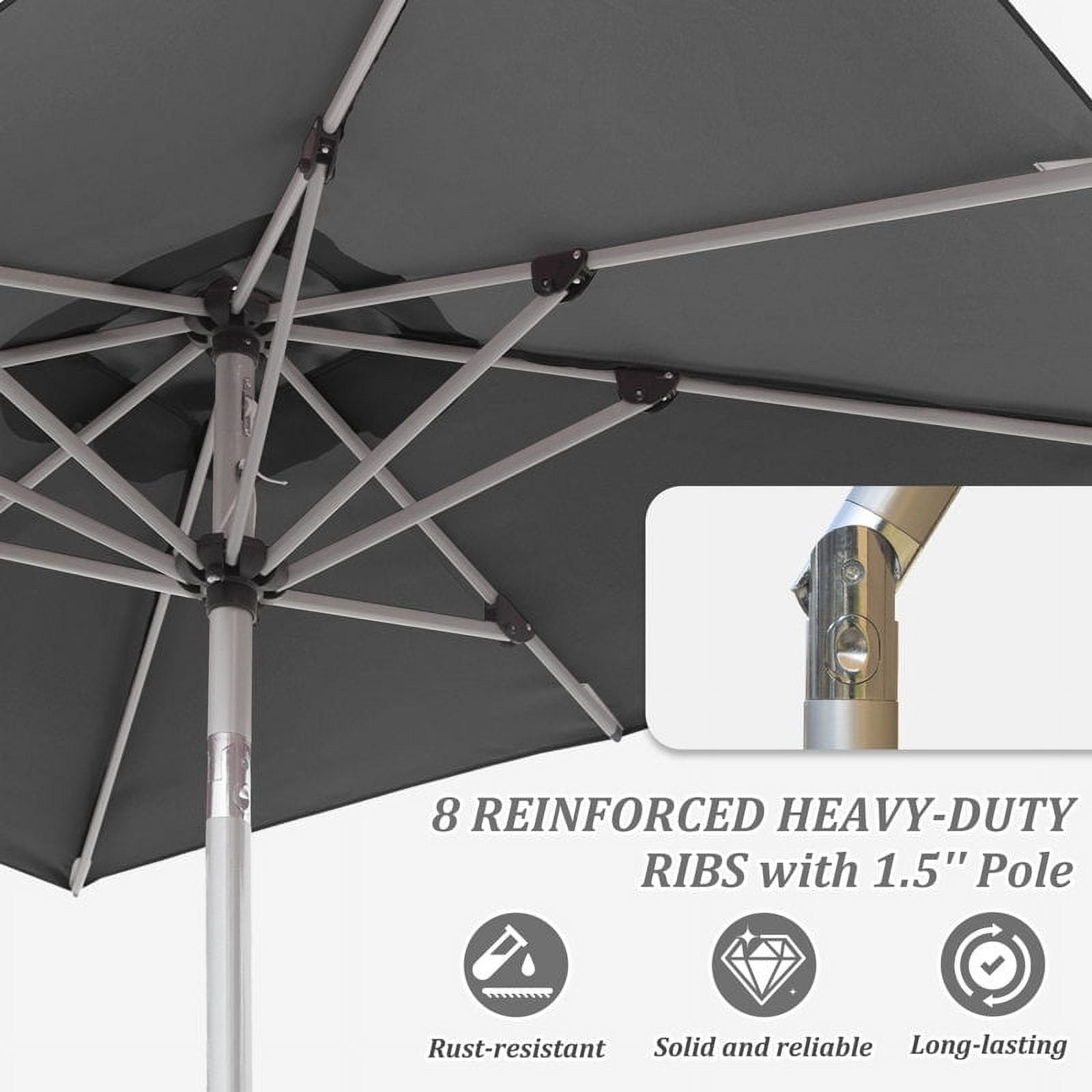Domi Outdoor 5.91'×3.94' Outdoor Patio Market Umbrella with Aluminum Pole, UV-Resistant Canopy, Wind Vent, Tilt & Crank System—Ideal for Patio, Garden, Deck, Pool, Outdoor Dining