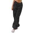 thumbnail image 3 of QAFOPEH Women Drawstring Waist Cargo Pants Loose Straight Jogger Pants With Pocket, 3 of 7