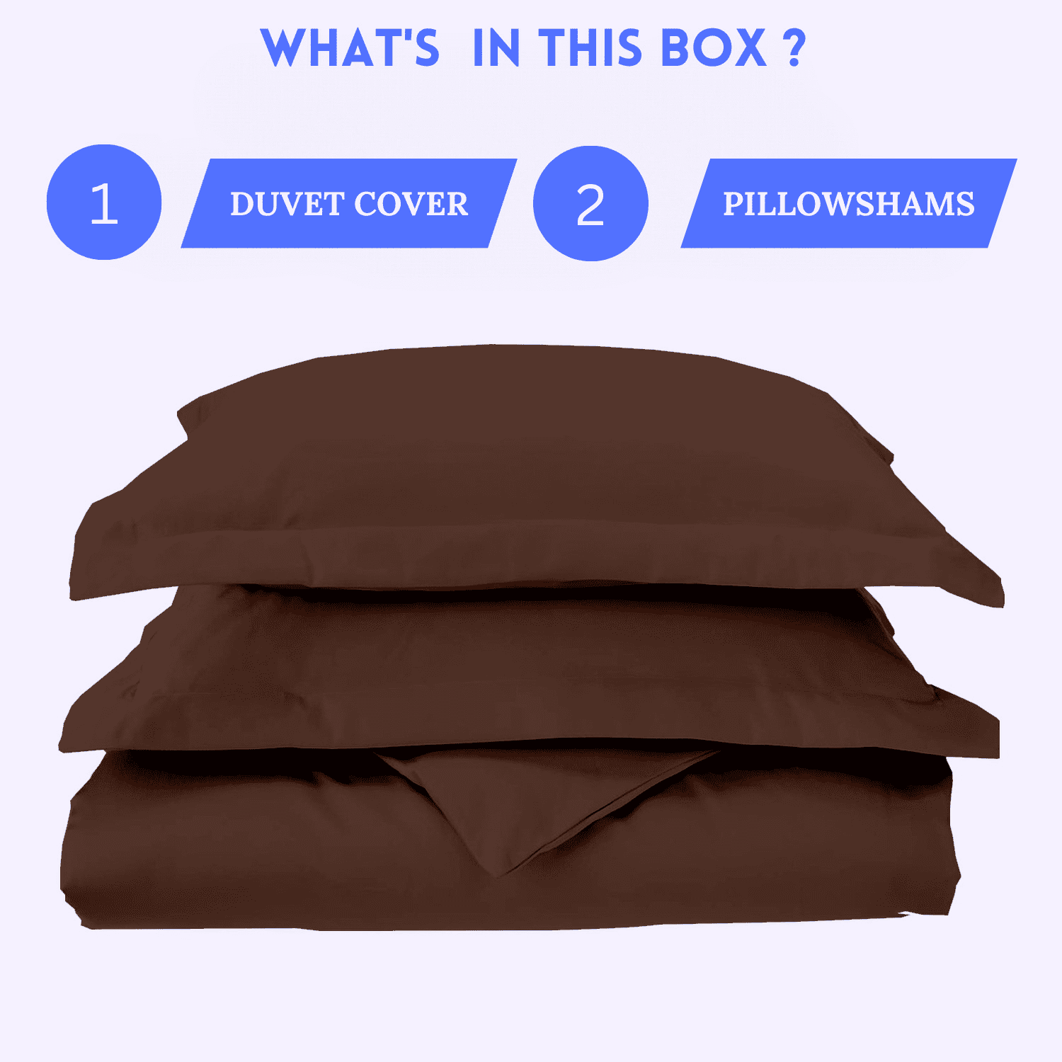 EASYCOT 800 Therad Count Queen Duvet Set 3 - Pieces Soft 100% Egyptian Cotton Solid Duvet Cover Set - Breathable Bedding Set with Zipper Closure Long Staple - Comforter Cover - Chocolate