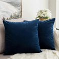thumbnail image 1 of Pack of 2 Velvet Soft Soild Decorative Square Throw Pillow Covers Set Cushion Case for Sofa Bedroom Car 16 x 16 Inch 40 x 40 Cm Dark Blue, 1 of 5