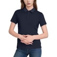 thumbnail image 1 of FRSASU Womens Polo Shirts Short Sleeve Button Lapel Collared Summer Tops Business Casual Basic Tees Navy L(L), 1 of 6