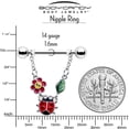 thumbnail image 4 of Body Candy 14G 9/16 Nipple Ring Set - 316L Stainless Steel 2Pc Nipplerings Piercing Ladybug Hippie Flower Chain Dangle Nipple Barbells, 4 of 4