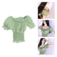 thumbnail image 5 of Camiseta de manga corta elástica ajustada con mangas abullonadas para mujer a escala 1/6 Verde E, 5 of 9