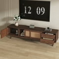 thumbnail image 4 of Harper & Bright Designs Mid Century TV Stand with Doors for 80 inch TV, Wood TV Storage Cabinet Table with Drawers and Solid Wood Legs for Living Room, Dark Brown, 4 of 14
