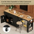 thumbnail image 6 of Bellemave 85.5" Kitchen Island with Extendable Dining Table, Kitchen Storage Table with 3 Side Open Shelves, Rolling Kitchen Island with Power Outlet, 3 Drawers, 2 Doors for Dining Room,Black, 6 of 9
