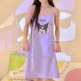 thumbnail image 5 of Sanrio-camisola de dibujos animados Kawaii para mujer, Camisón con sujetadores, vestido delgado de longitud media, ropa de casa, Kuromi, 5 of 5
