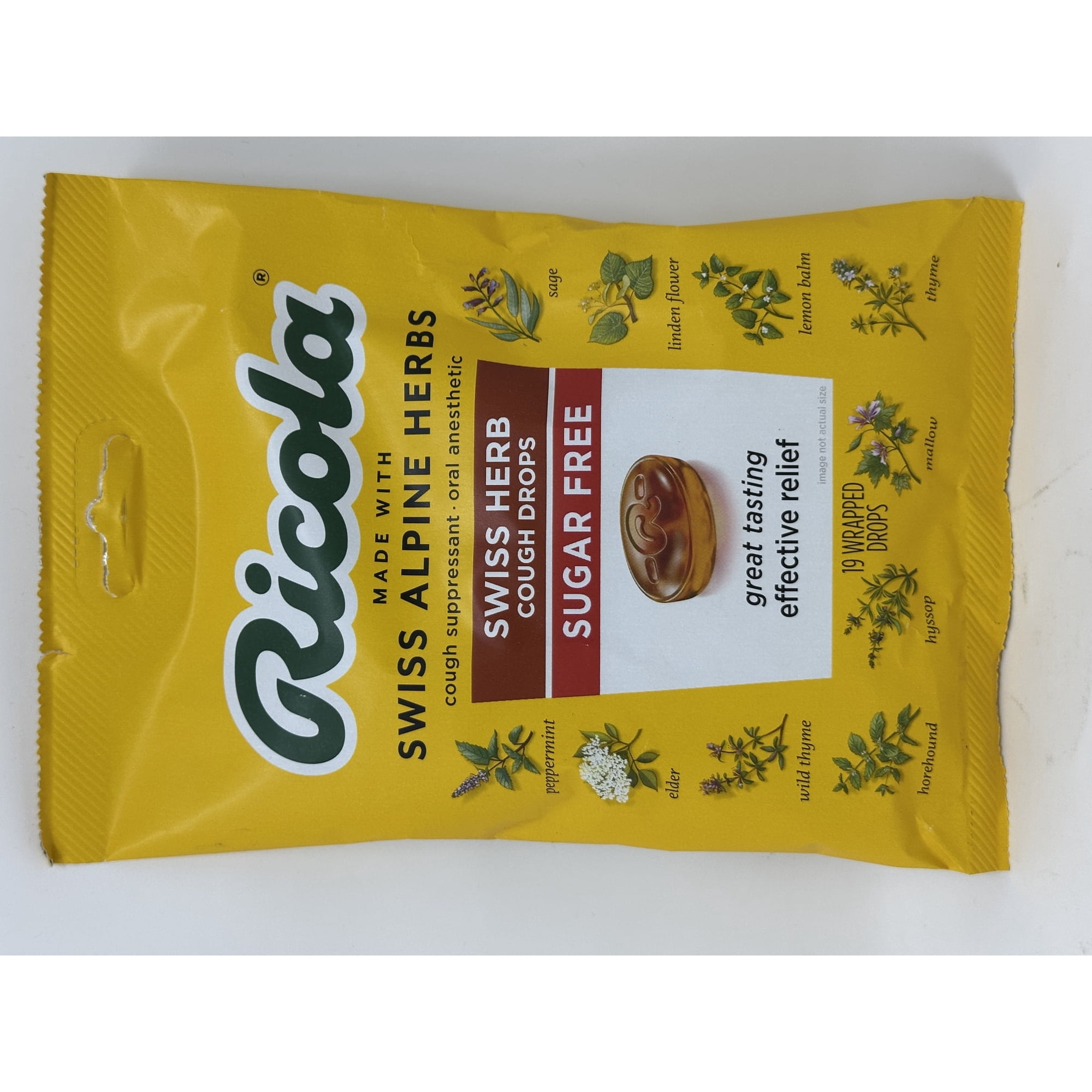 Ricola Sugar Free Original Swiss Herb Cough Drops, 19 Count (Pack of 6)