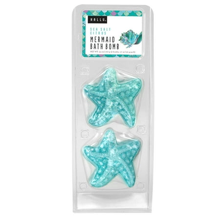 (6 Count) HALLU Mermaid Shell Bath Bomb, Sea Salt Citrus Scent