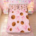 thumbnail image 4 of meiyoeat Cute Basketball Bed Sheets for Girls, Kawaii Pink Bow Star Full Size Sheets, 4-Piece, 1 Flat Sheet, 1 Fitted Sheet and 2 Pillowcases, 4 of 5