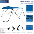 thumbnail image 2 of SavvyCraft™ 3 Bow Bimini Top Frame and Canvas, Bule 3 Bow 72" L 36" H 67"-72" W with Boot and Rear Poles, 2 of 8