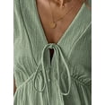 thumbnail image 2 of Summer Dress for Women Casual Short Sleeve Bow-Tie V Neck Ruffle Midi Flowy Dresses Green XL, 2 of 8