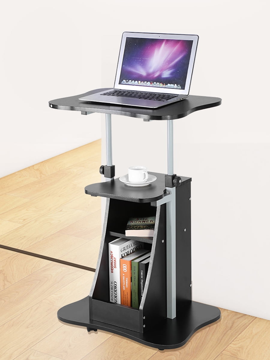 Standing Computer Desk Height Adjule Laptop Cart Notebook Table Storage Compartment With Wheel