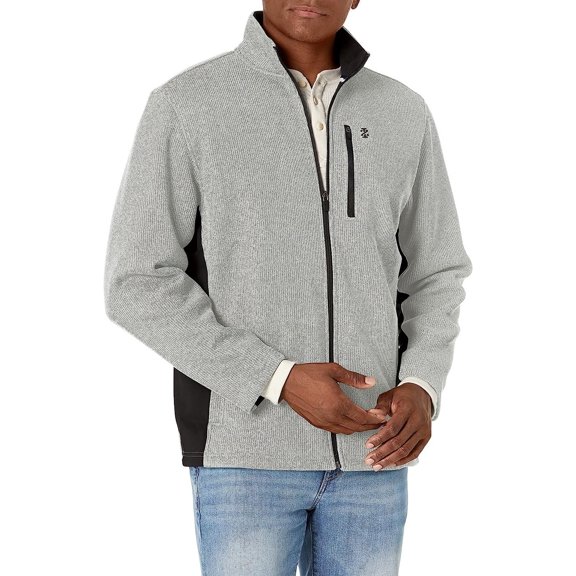 IZOD Men's Advantage Performance Full Zip Fleece Jacket, Grey Goose Heather, Small