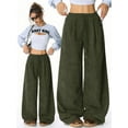 thumbnail image 6 of Women'S Wide Leg Pants Corduroy High Waist Palazzo Pants Comfy Baggy Trousers Army Green L, 6 of 8