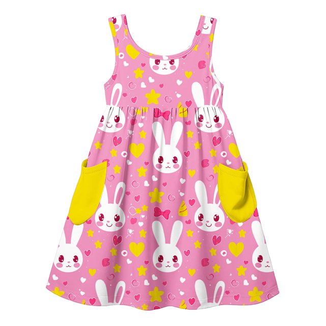 LOVZFMLL Vêtements d'Été Jupe Sans Manches Brodée Style Occidental pour Enfants Robe Fille