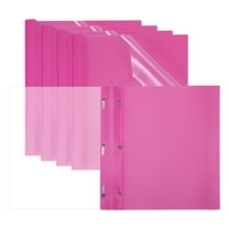 Plastic Report Covers with Prong, 5 Pcs 80 Sheet Capacity Clear Front Presentation Binders, Rose Red