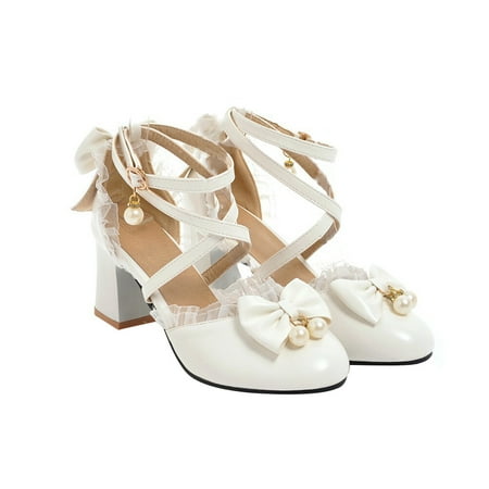 

OUNONA 1 Pair Summer High-heeled Shoes Rhinestone Bow-knot Sandals Cross Strap Heels