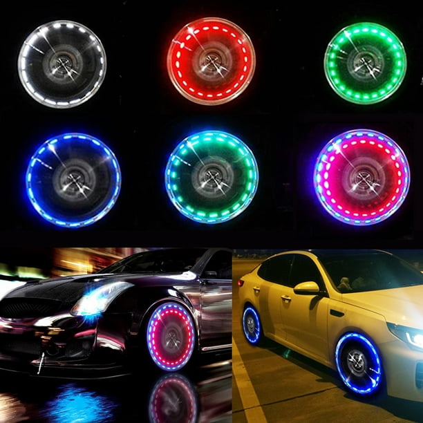 Yocowu Lumière de roue de voiture Solaire LED Flash Pneu Valve Cap Lampe  Décoration Lumière 