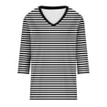 thumbnail image 4 of CONZONE Womens Summer T-Shirts 3/4 Sleeve T Shirts for Women Casual V Neck Striped Lightweight Tees Soft Cozy Dailywear, 4 of 4
