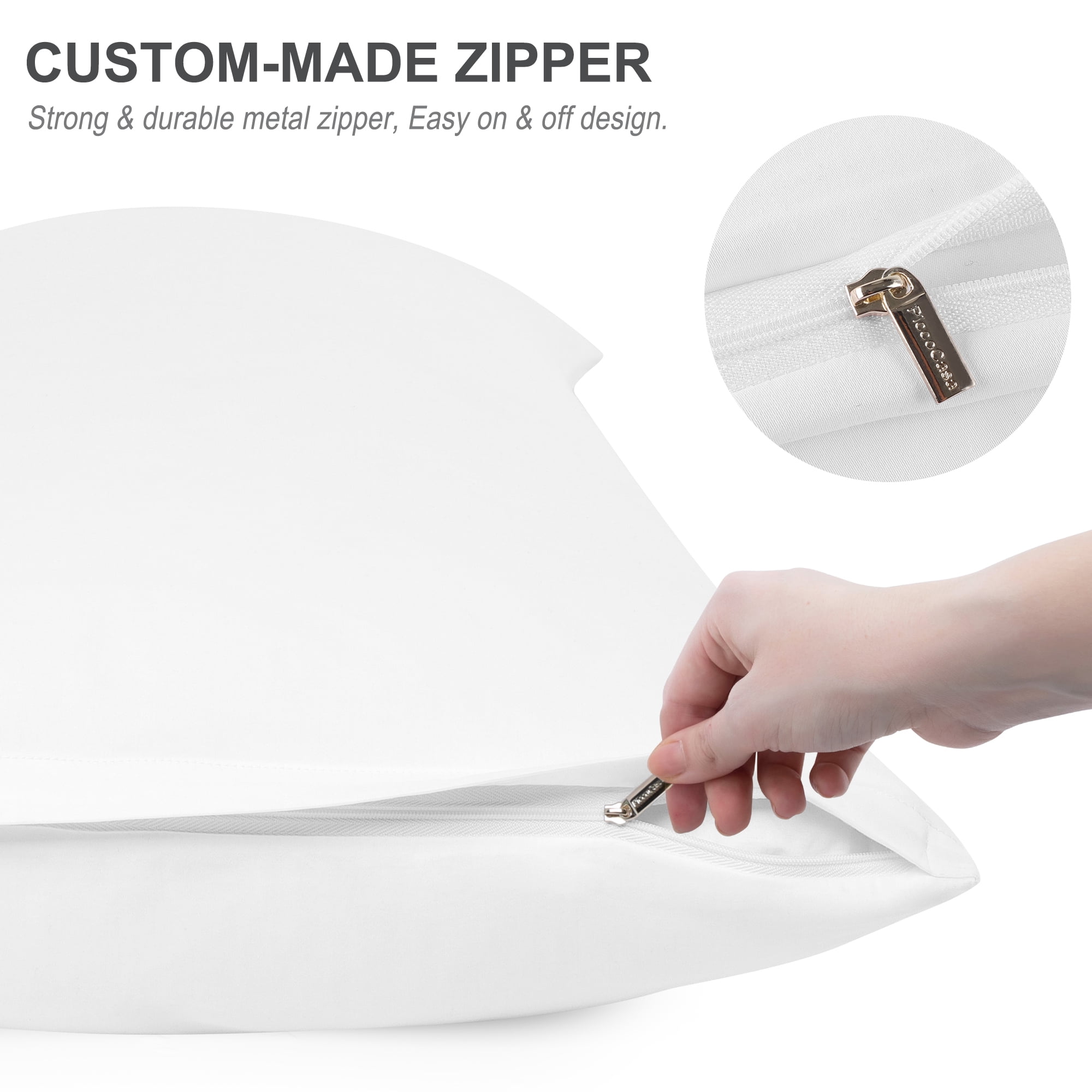 Unique Bargains Cotton Zipper Closure Breathable Body Pillowcase White 20"x54"