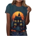 thumbnail image 3 of Yanchicy Womens Crew Neck T Shirt Seasonal Halloween Graphic Short Sleeve Printed Casual Tops Ladies Fashion Clothes Autumn Holiday Everyday Outfits, 3 of 7