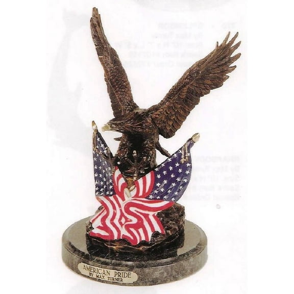 “American Pride” by Max Turner is a very beautiful Eagle and Flags bronze - size 13"H x 8"L x 7"W