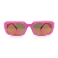 thumbnail image 5 of Womens Narrow Rectangle Mod Luxury Geometric Bevel Cut Arm Sunglasses Pink - Fuchsia Mirror, 5 of 8