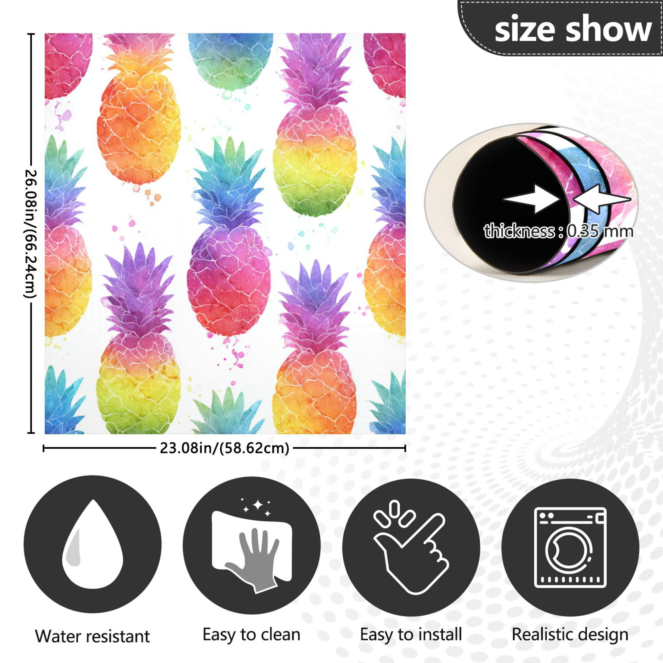 Dishwasher Magnetic Refrigerator Magnet Cover Sticker Home Decorative 23"x26" Colorful Pineapple Pattern