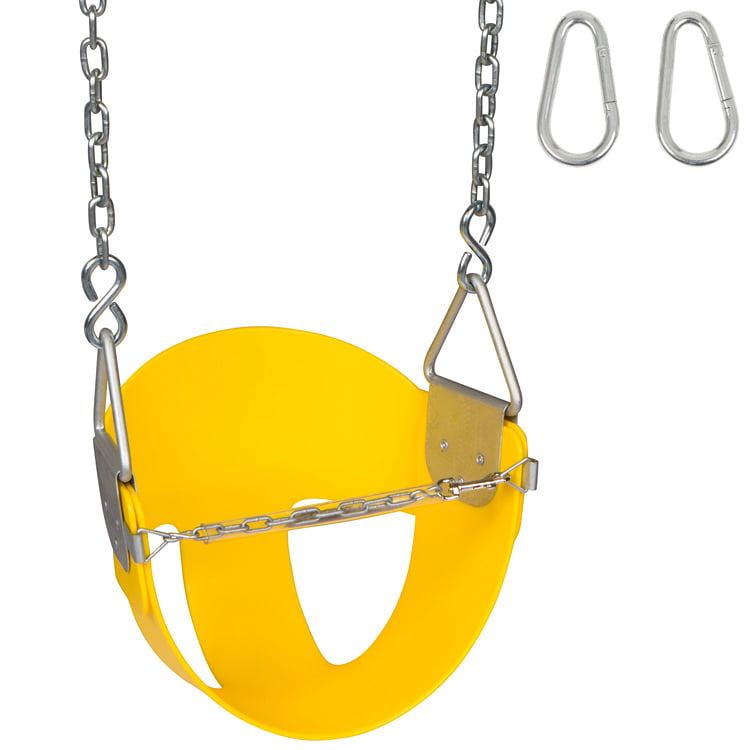 SWING SET STUFF HIGHBACK 1/2 BUCKET SEAT YELLOW WITH CHAINS AND HOOKS park 0046