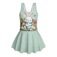 thumbnail image 7 of FOR U DESIGNS Girls One Piece Swimsuit with Skirt Comfortable Hawaiian Swimwear with Skirt Modest Beach Swim Dress Easter Gifts 3-13 Years, Rabbit Easter Egg Green, 7 of 7