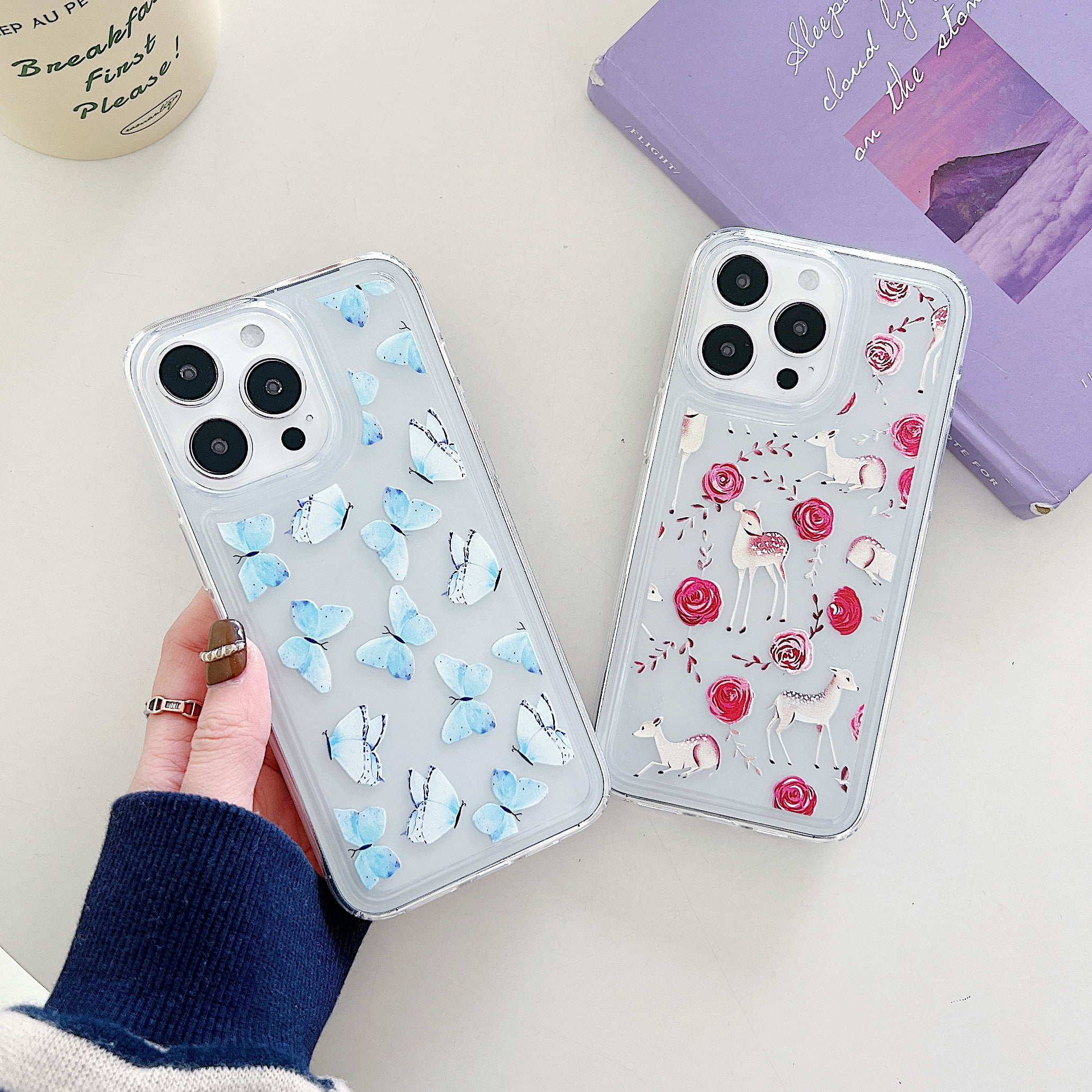 Cute Clear Case for iPhone 13 Pro, Colourful Butterflies Pattern