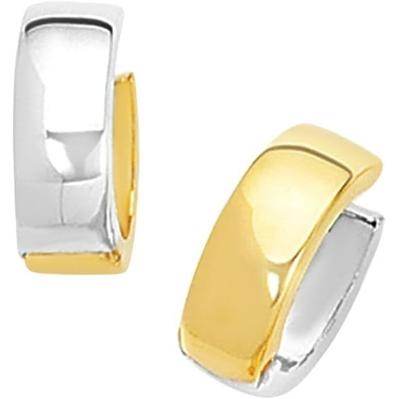 Floreo 14k Yellow Gold and White Gold 13mm Reversible Huggie Earrings