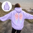 thumbnail image 2 of vigerkar Hoodies for Women Oversized Wings Graphic Sweatshirts Fall Fashion Outfits Casual Sweaters Tops Workout Winter Clothes (Purple, XXL), 2 of 5