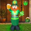 HomeExpress 3.3 Ft St.Patrick's Day Inflatable Leprechaun Hold Shamrocks Clover Beer Outdoor St.Patrick's Day Decoration LED Lights Blow Up Irish St.Patrick's Day Decor