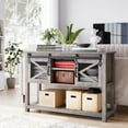 thumbnail image 3 of COZONY 46" Farmhouse Entryway Table with Sliding Barn Doors, Sofa Side Table with Storage Drawer and Open Shelf, Console Tables for Hallway, Living Room,Washed Ash, 3 of 7