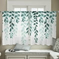 thumbnail image 4 of Teal Ombre Botanical Sheer Curtains 54 Inches Length 2 Panels Set, Window Sheer Curtains for Living Room/Bedroom, Watercolor Pastoral Leaf Light Filtering Rod Pocket Curtain 52'' x 54'' x 2, 4 of 7