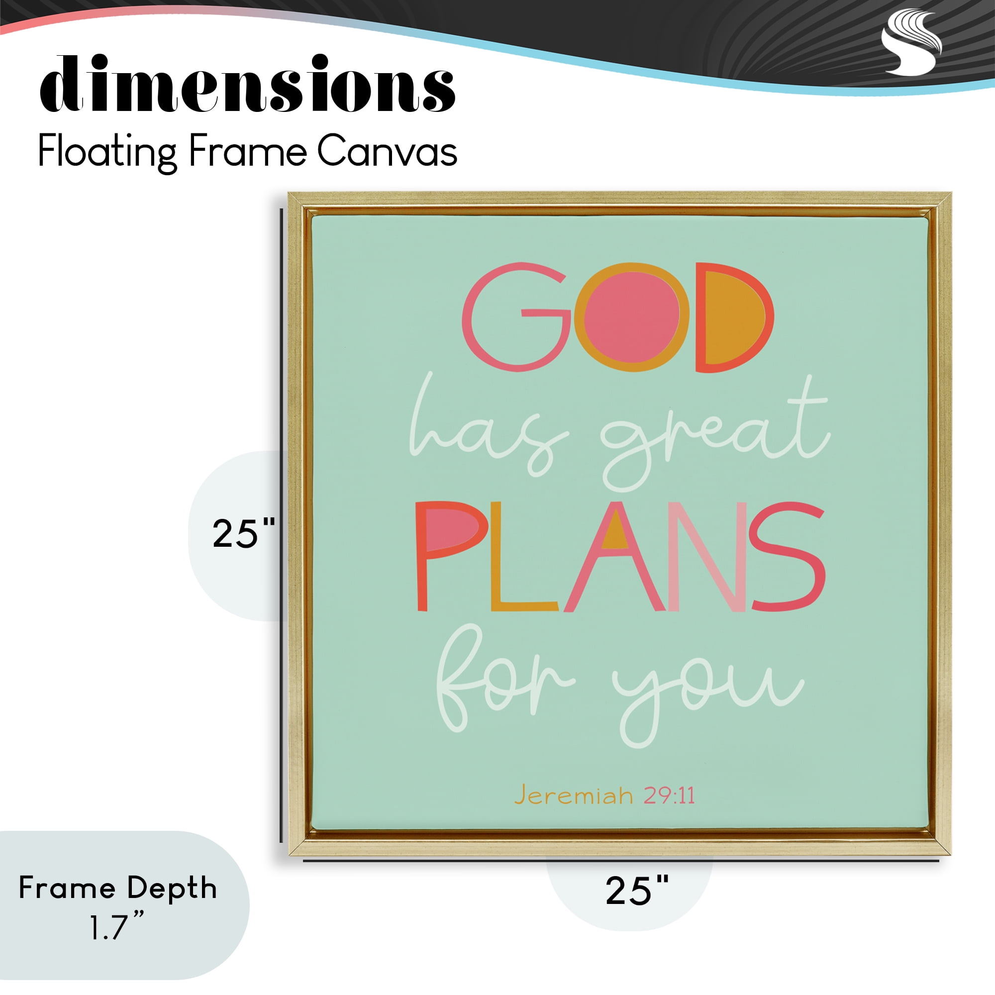 Stupell Industries Green God's Plans For You Gold Framed Floater Canvas Wall Art, design by SD Graphics Studio