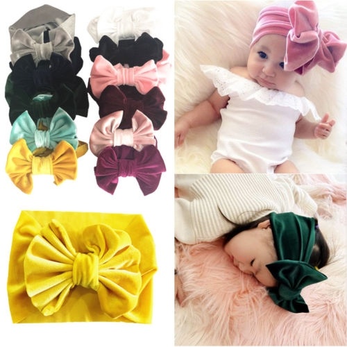 Toddler Girls Kids Baby Big Bow Headband Stretch Turban Knot Head Wraps Gift A+