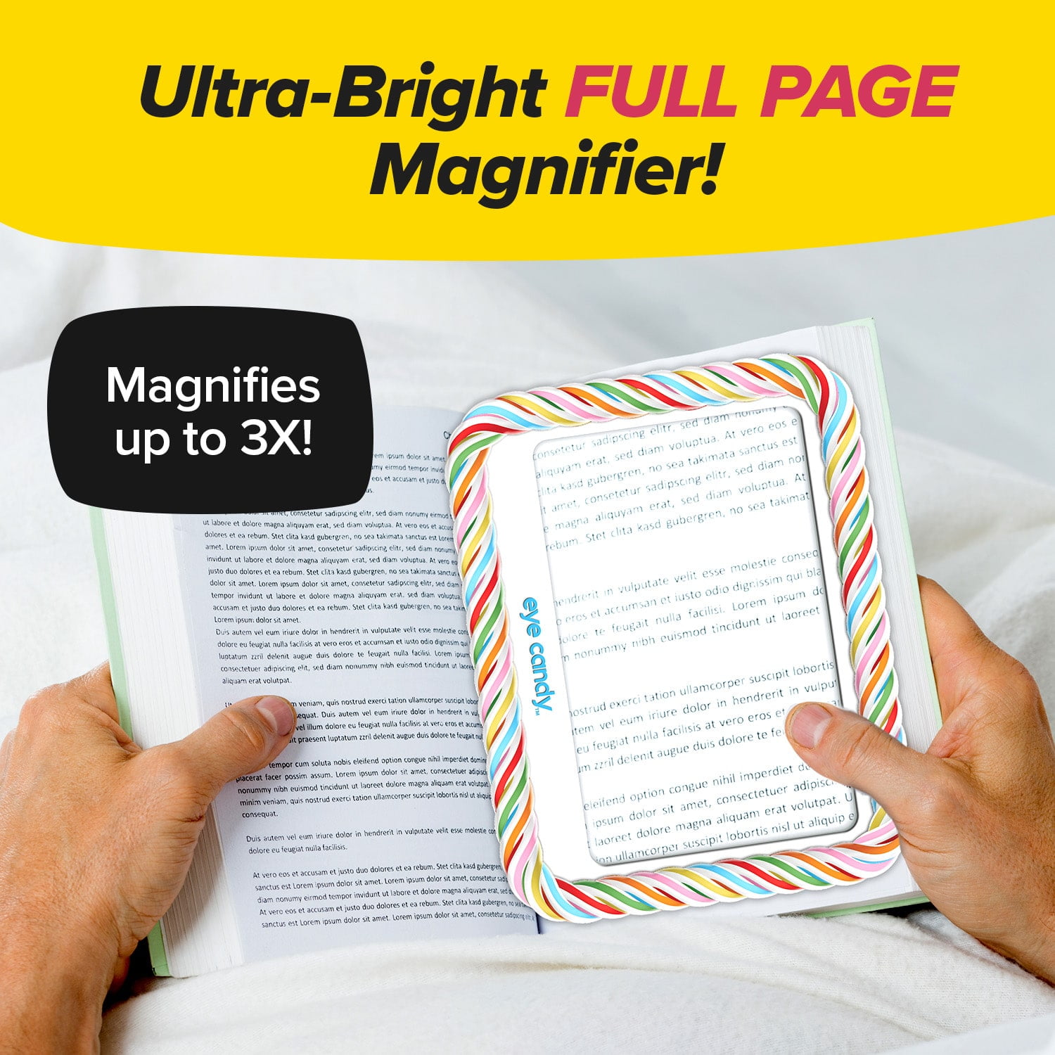Buy Viionlg Magnifying Glass for Reading,5x Handheld Folding Page Magnifier  for Reading,Full Page Reading Magnifier for Seniors,Eye Candy Magnifier As  Seen On Tv,Large Magnifying Sheet Book Markers(white) Online at  desertcartINDIA