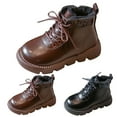 thumbnail image 4 of Otqutp Baby Breathable Boots Fashion Spring and Autumn Children Boots Boys and Girls Ankle Boots Thick Bottom Non Slip High Top Lace-Up Comfortable Warm(Black,4.5-5 Years), 4 of 5