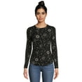 thumbnail image 2 of No Boundaries Women's Juniors Crewneck Ribbed T-Shirt with Long Sleeves, 2-Pack, 2 of 5