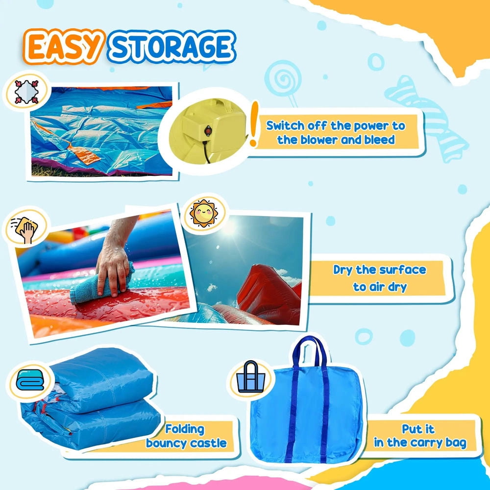 Topcobe 6-in-1 Inflatable Bounce House with Slide, Climbing Wall, Water Cannon, Inflatable Water Slide for Kids with 2 Min. Inflation without Inflator, Kids Bounce House for Kids Backyard Activity